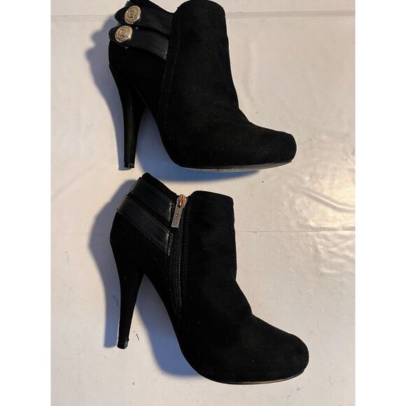 GUESS BOOTIE ANKLE BOOT BLACK SUEDE LEATHER STILETTO HEEL SZ 6 M - Picture 3 of 8